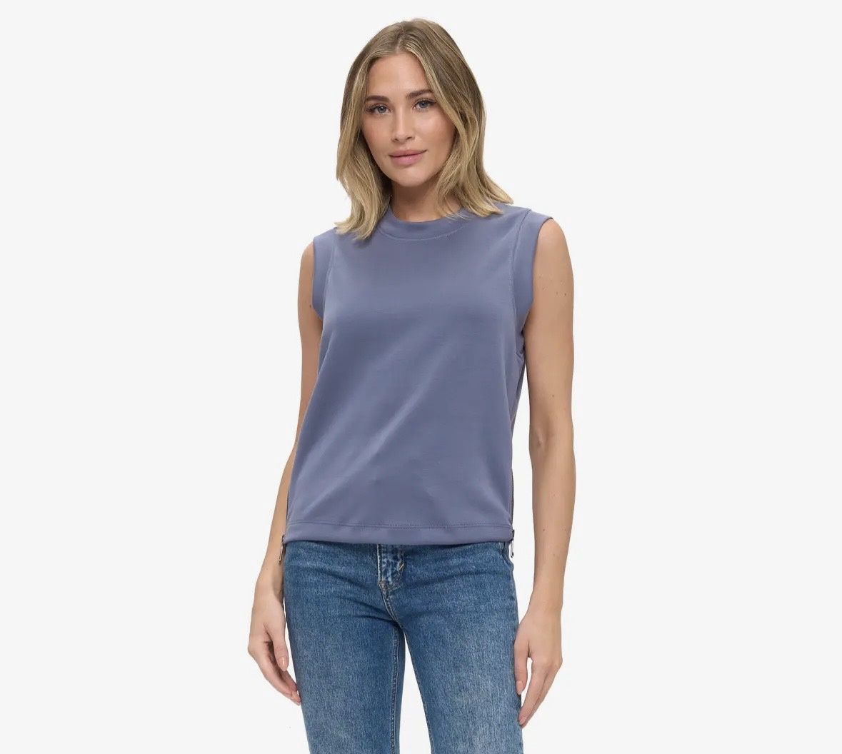 Scuba Top Sleeveless with Zipper, Colour: Blue, Size: Small