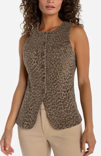 crew neck split front vest, Size: XS