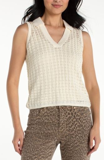 Sleeveless johnny collar sweater, Size: XS