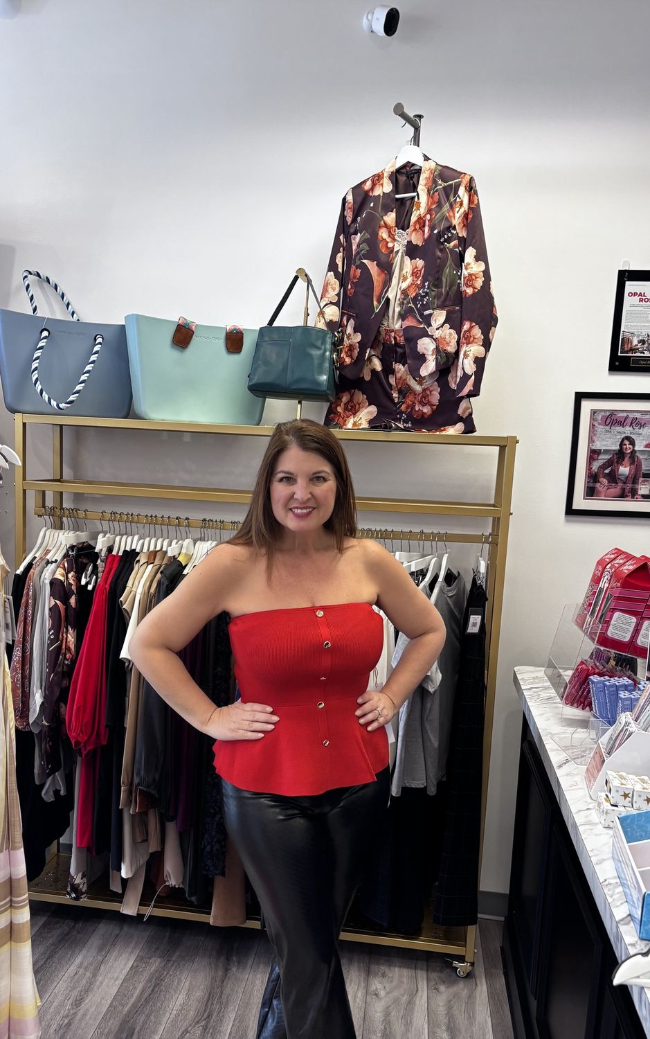 Red Strapless Top, Size: Small