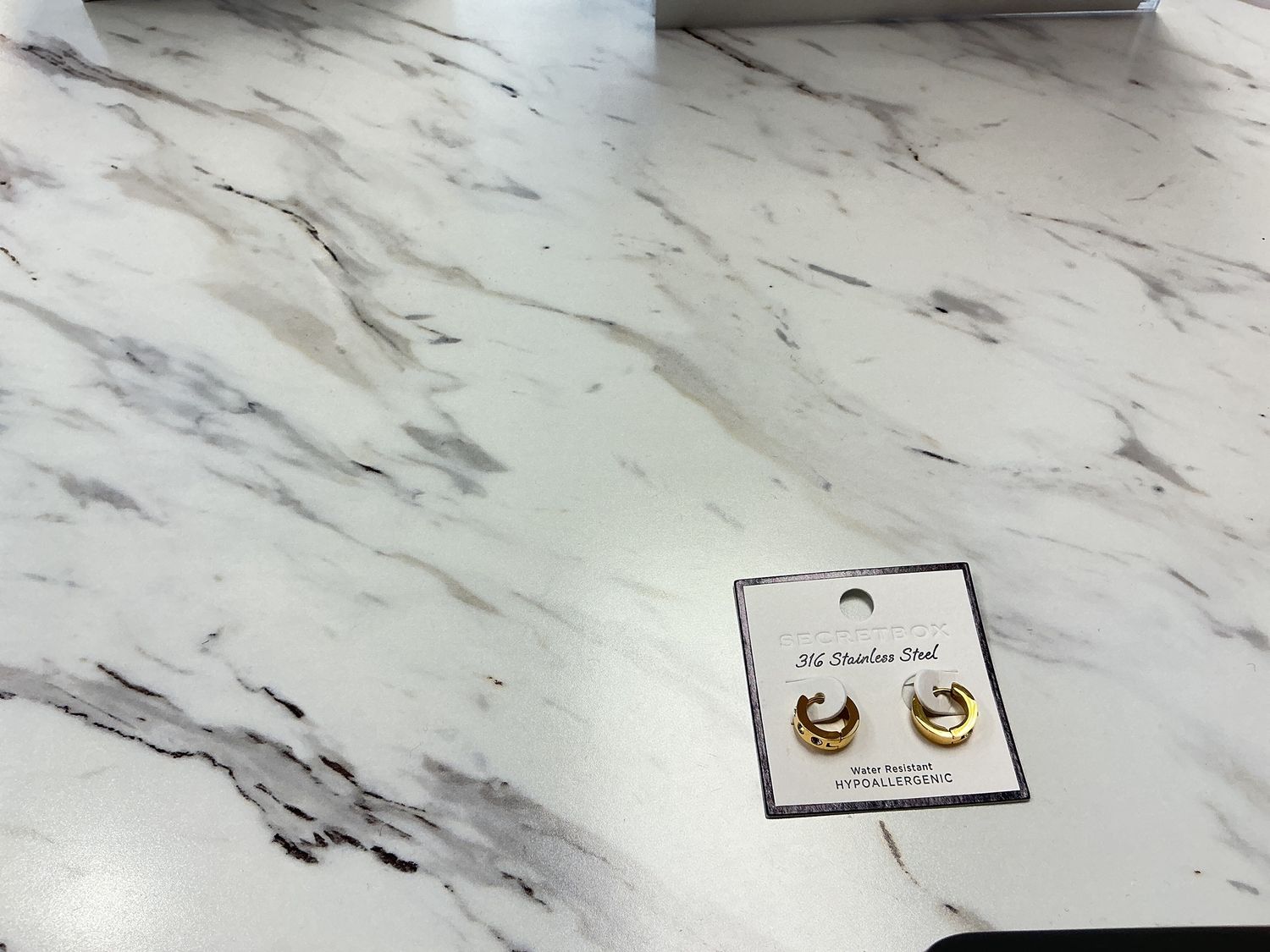 Stainless steel mini gold earrings with rhinestone