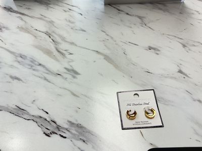 Stainless steel mini gold earrings with rhinestone