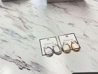 Mid Size Stainless Steel Hoop Earrings