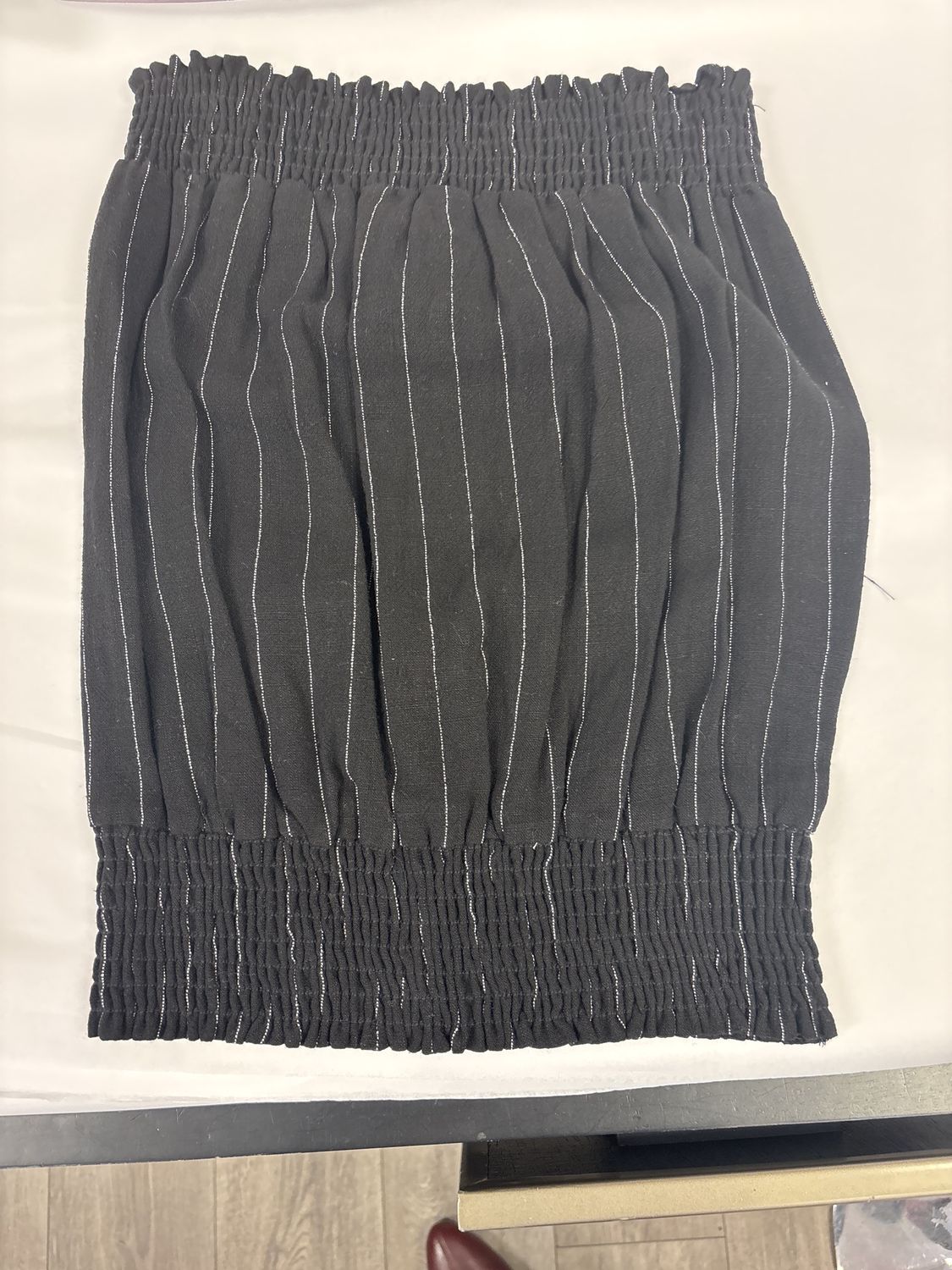 Strapless Black Top with Pinstripes, Size: Small