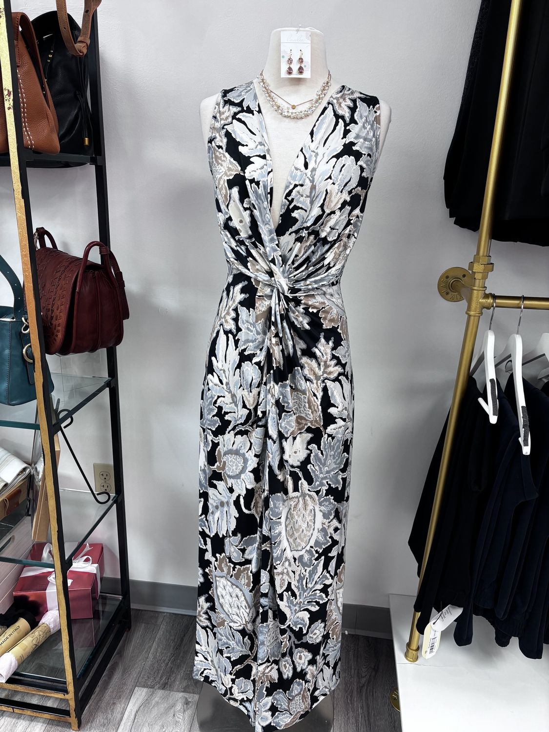 Blue and Gold Twist Dress, Size: Small