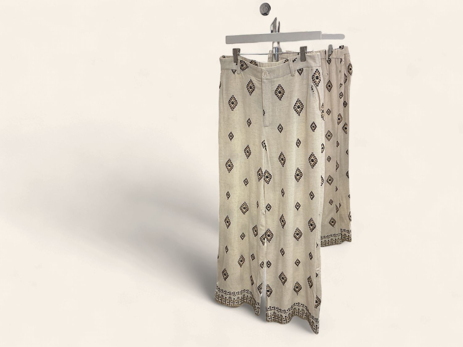 Beige Linen Pants, Size: Small