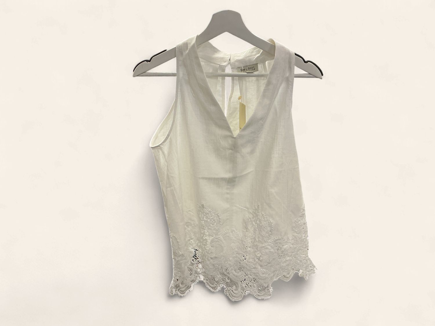 White linen halter top, Size: Small