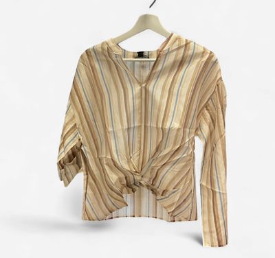 Brown and White Stripe Top