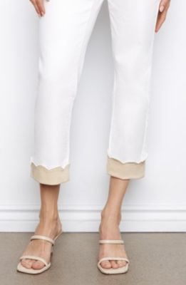 White Jeans with Scallop Detail