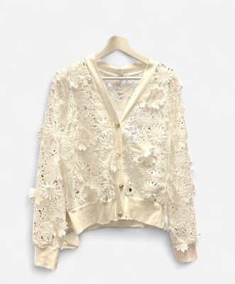 White Floral Lace Cardigan