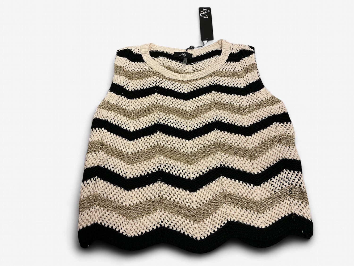 Black and Gold Zigzag sweater, Size: XSmall