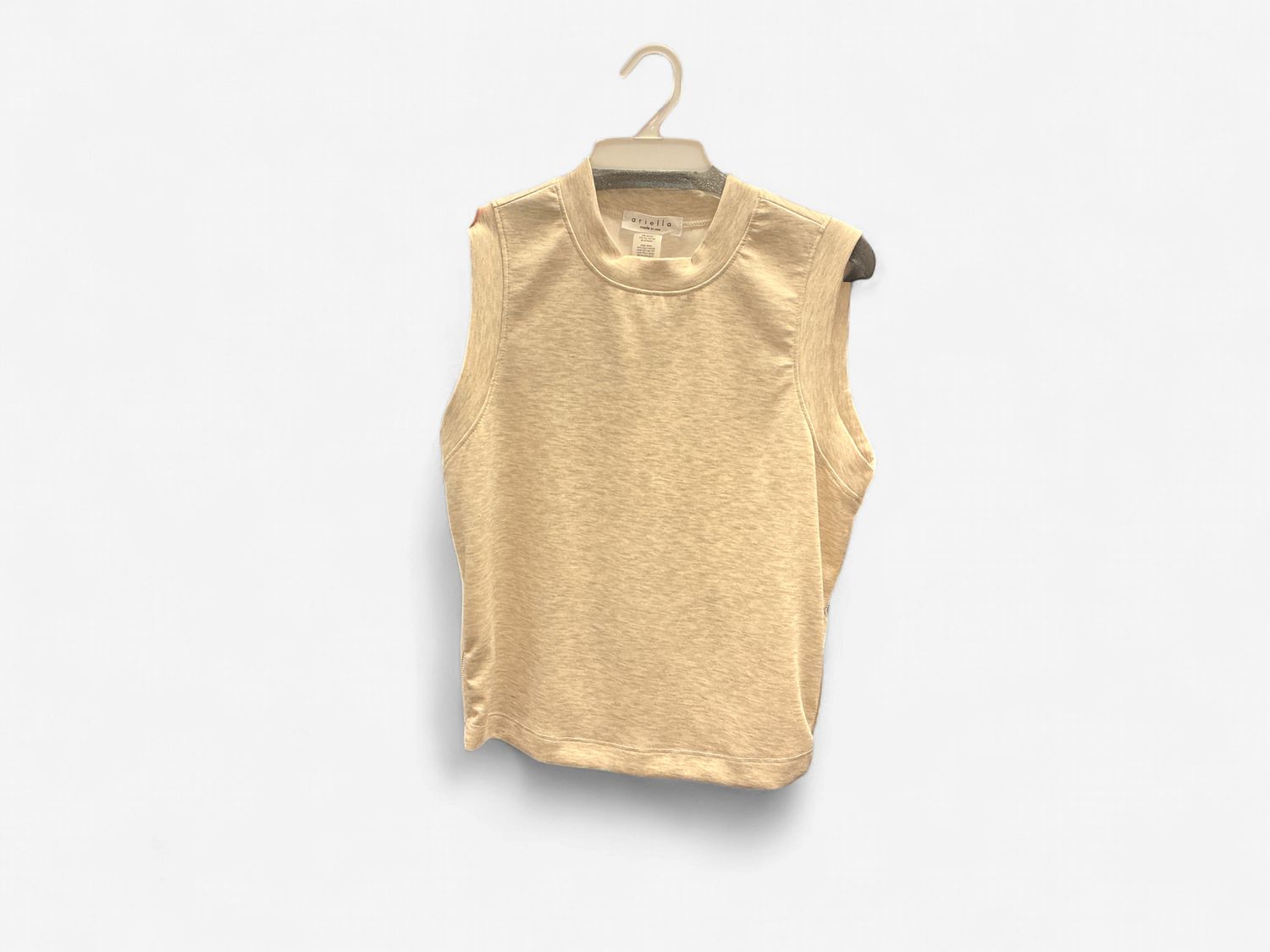 Oatmeal Sleeveless scuba top with zippers, Size: Small