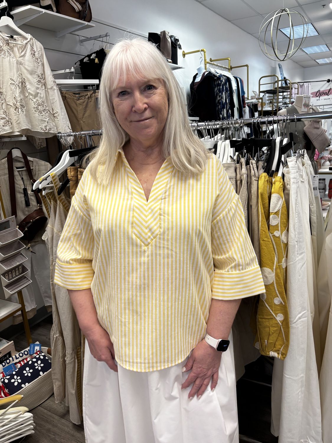 Yellow Stripe Top, Size: Small