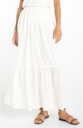 tiered woven pull on maxi skirt, Size: XS