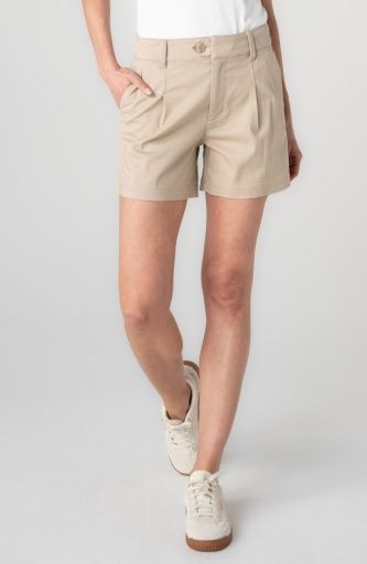 pleated trouser short 5' ins, Colour: safari sand, Size: 0