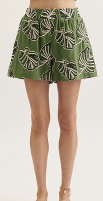 Green Flower Shorts