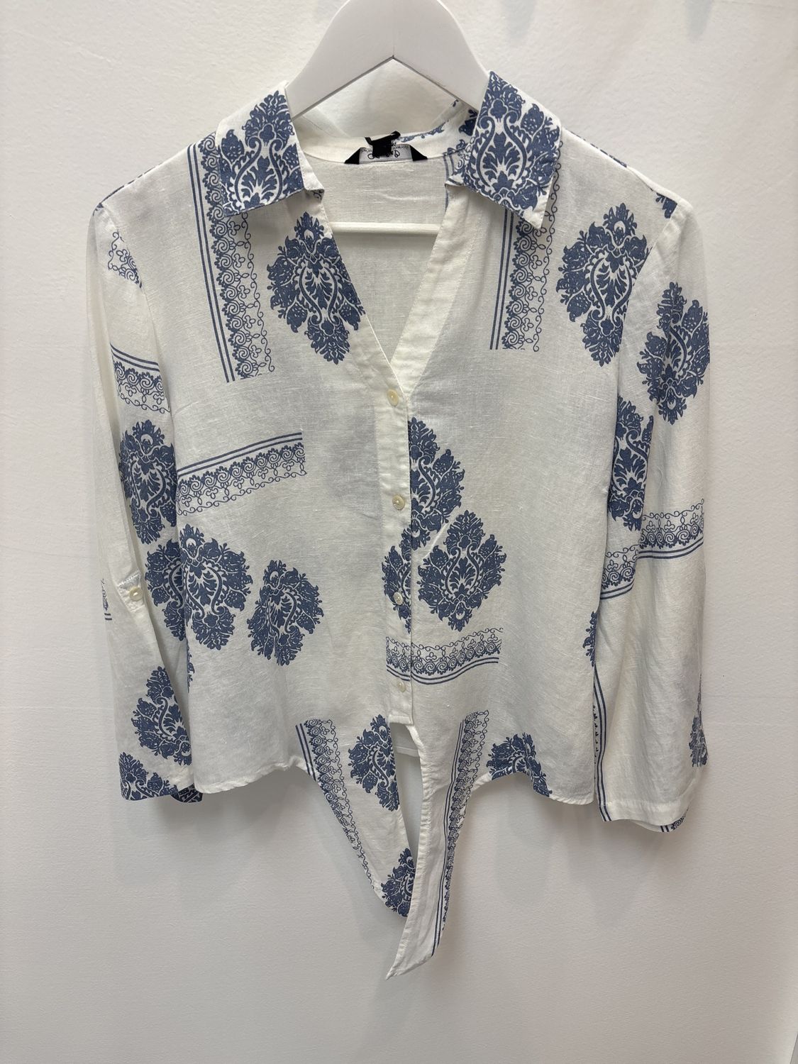 Printed Gauze Cotton button up blouse, Size: XSmall