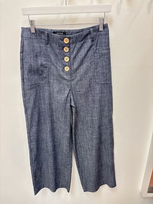 Indigo wide Leg Button Pants