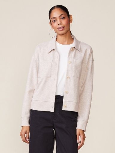 BRUSHED KNIT TWILL JACKET, Size: L