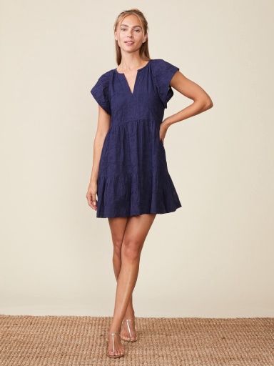 EMBROIDERED EYELET EVERYDAY DRESS, Size: S