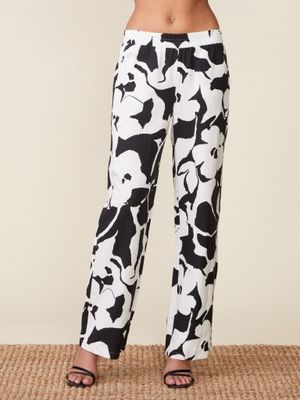 FLORAL LINEN BLEND PULL ON PANTS