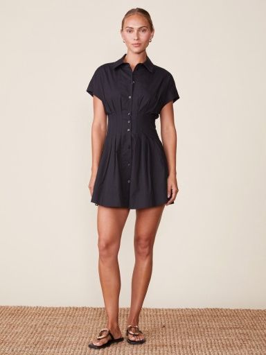 CORSET POPLIN DRESS, Size: XS