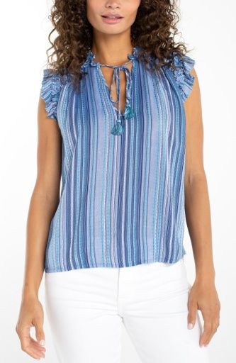 flutter slv ruffled woven top, Size: XS