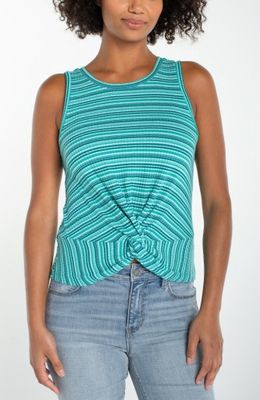 sleeveless crew neck twist front knit top