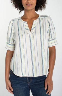 short sleeve popover woven top green