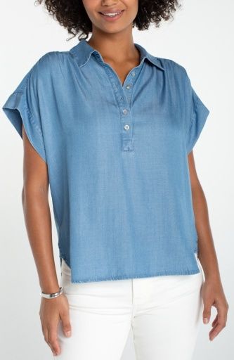 popover shirt w/ shirring, Size: XS