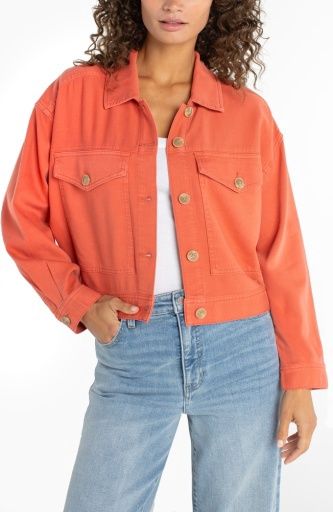 oversized cropped denim jkt, Size: XS