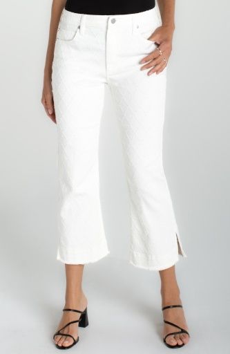 hannah crop flare w/ wide fray hem and slit, Size: 4