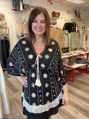 Black Boho Dress with Beads