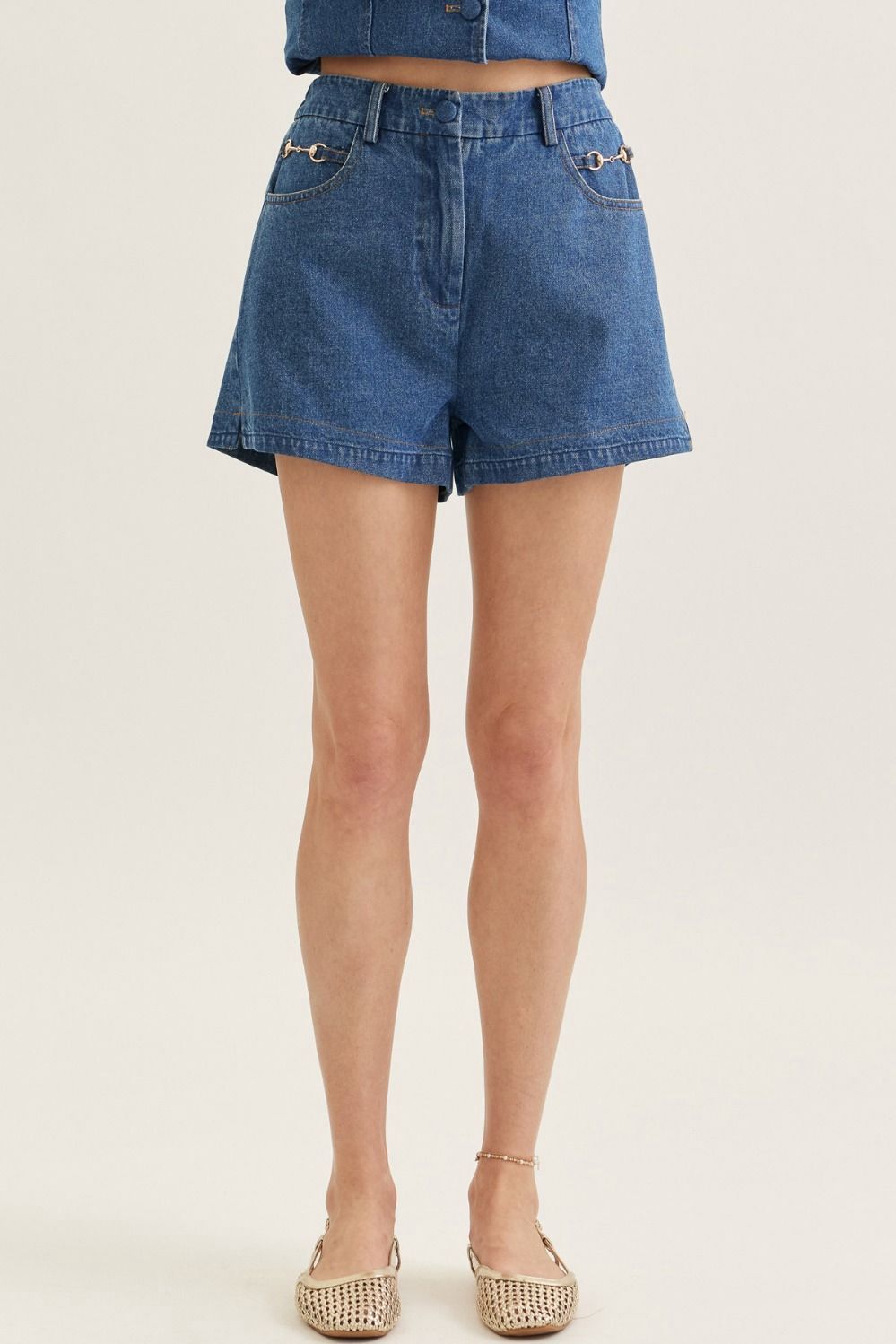 Denim Horsebit shorts, Size: Small