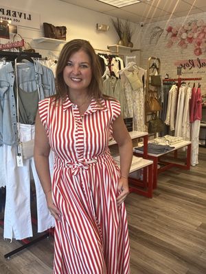 Red and White Stripe Dress