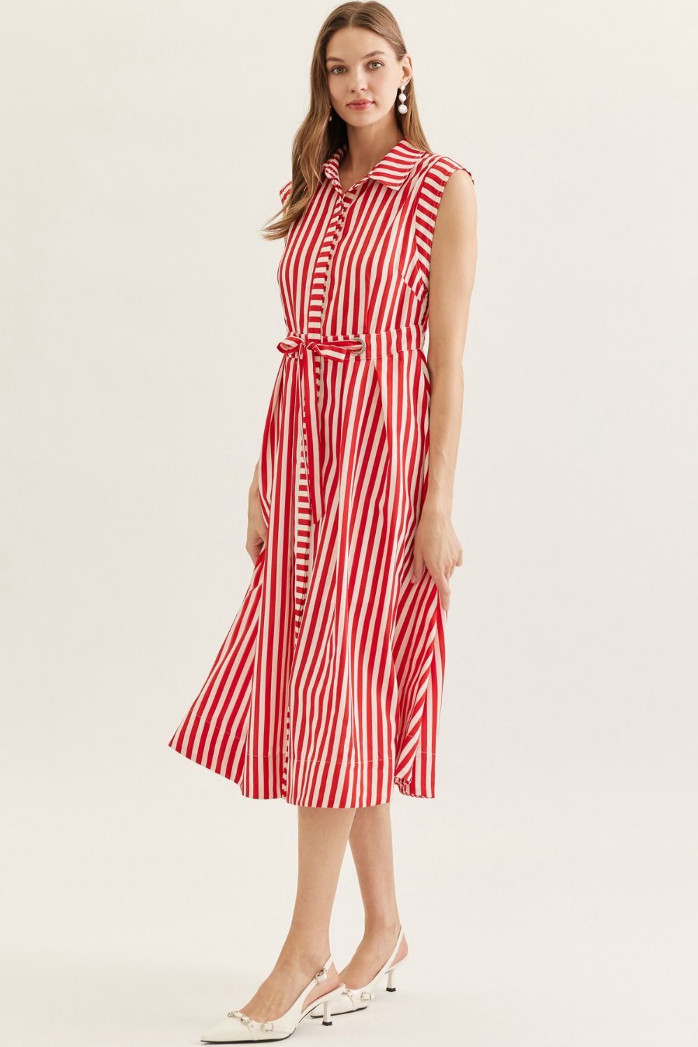 Red and White Stripe Dress, Size: Small