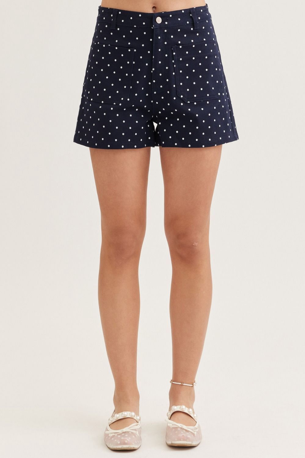 Navy Shorts with Polka Dots, Size: Small