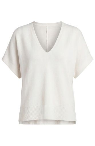 shrt slv vneck dolman popover swtr w step hem, Colour: whipped cream, Size: S