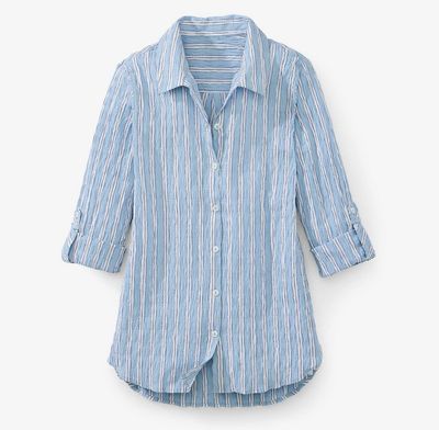 Blue Seersucker Top
