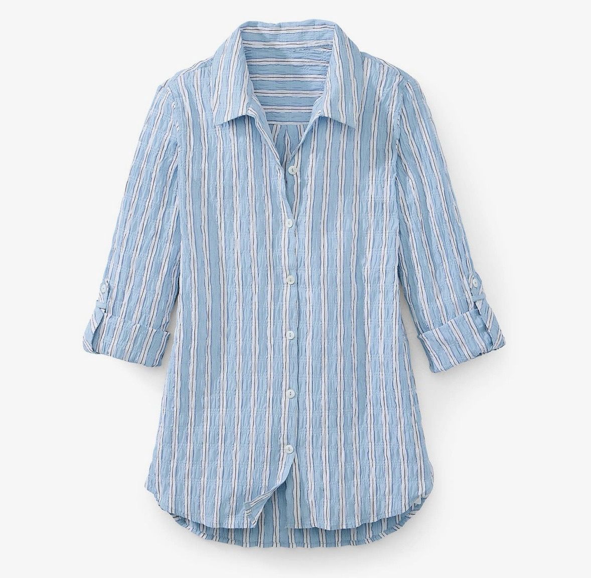 Blue Seersucker Top, Size: Small