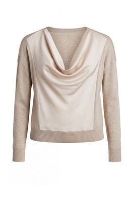 long slv drape neck wvn sweater hybrid