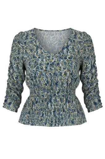 3/4 ruched slv v neck knit top, Size: XS