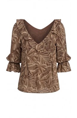 long slv dbl ruffle vneck wvn blouse