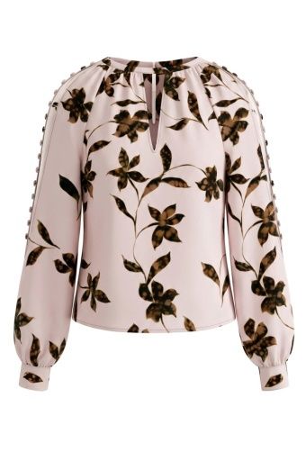 long slv woven blluose w btn detail, Size: L