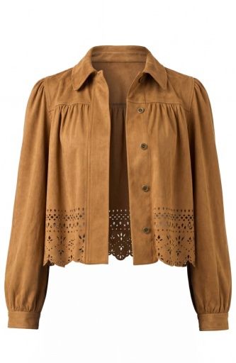 puff sleeve jacket w/ laser cut hem, Size: S