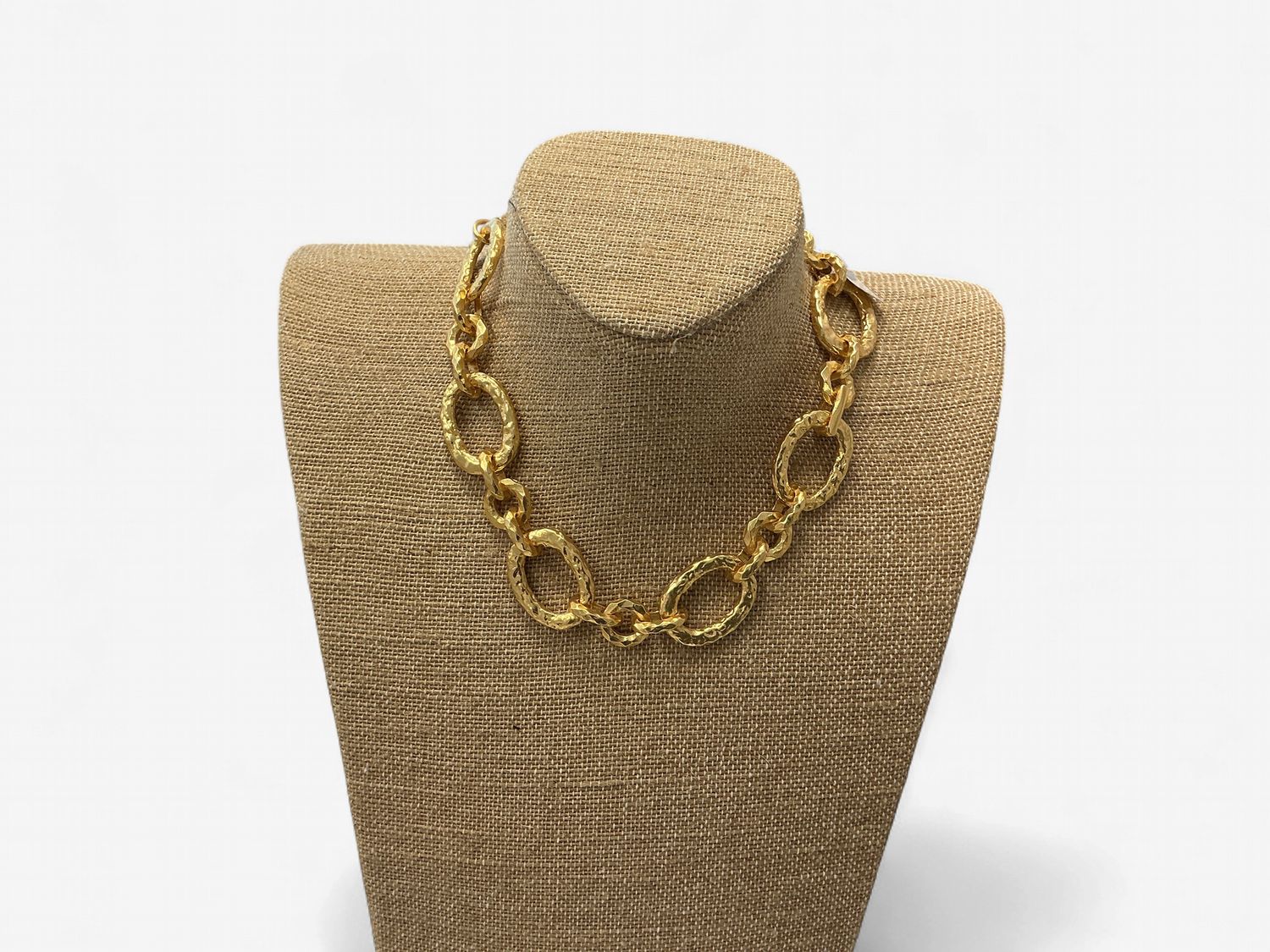 N75096 hammered Link collar necklace