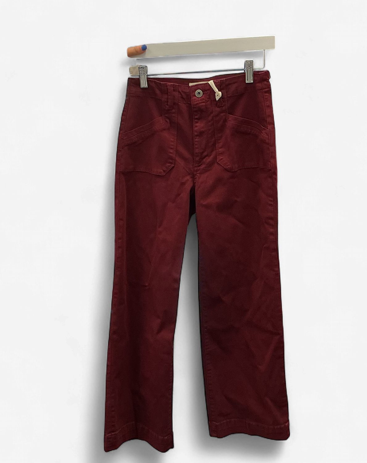 Crop wide leg twill pants Maroon, Size: 4