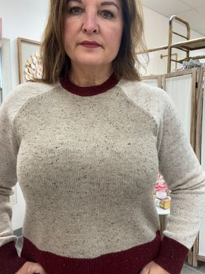 Raglan crew color block sweater