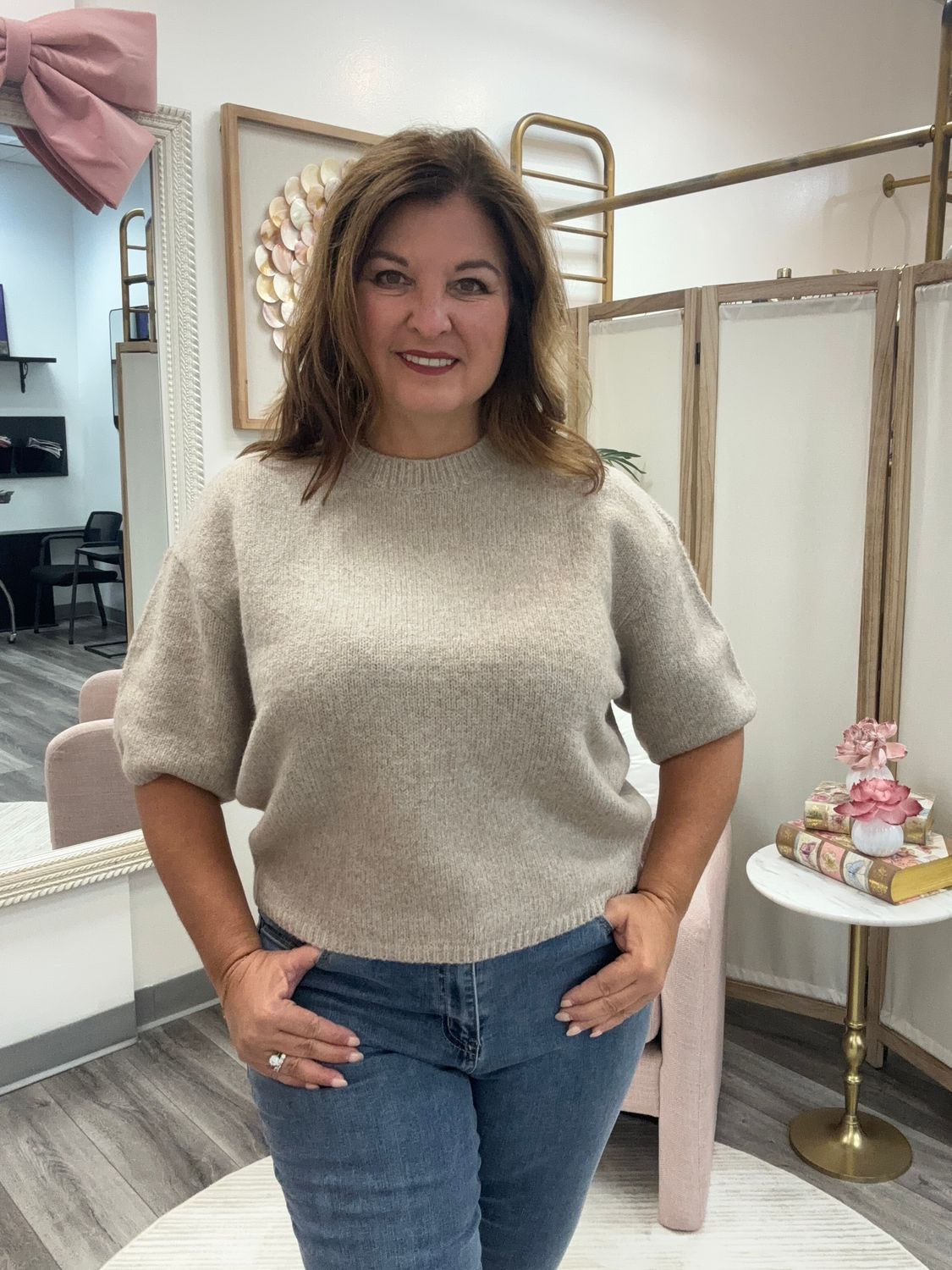 Balloon shaped elbow sleeve sweater, Size: XSmall