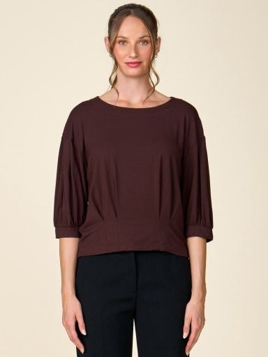 LEGENDARY PLEATED TOP, Colour: CHOCOLATE, Size: XS